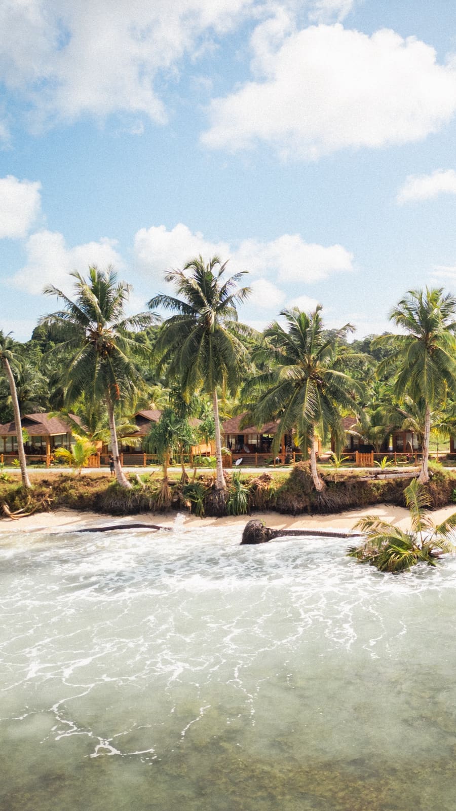 The villas and the beach, from above